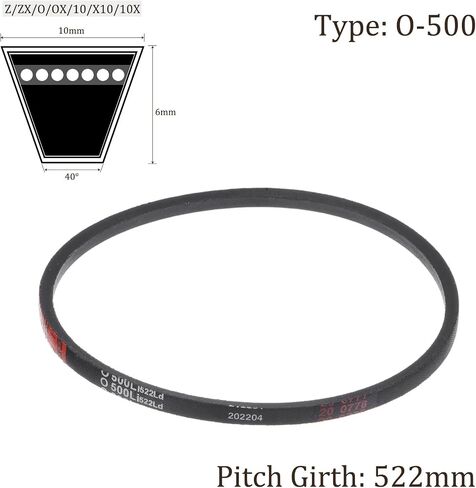 O-600 V-Belts - [622mm Pitch Length x 10mm Width x 6mm Thickness] Rubber Drive Belt for Power Transmission Use, Black,40 Degree in Saudi Arabia