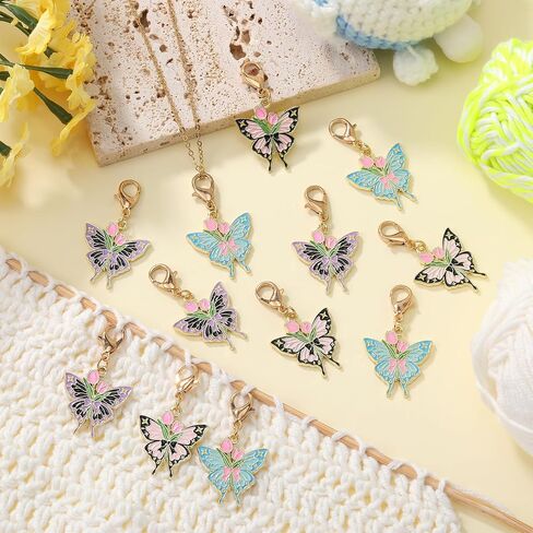 14pcs Cat Strawberry Rabbit Mushroom Schitch Markers Alloy Monicel Crochet Crochet Markers مع سحر قفل جراد البحر لخياطة حياكة نسج الملحقات DIY Craft in Saudi Arabia
