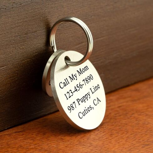 Ultra Joys Small Dog Tags Engraved for Pets - Microchipped Dog Name Tags Personalized - Cat Tags Personalized Small Both Sides Engraved - Pet Tag Round with Microchipped Tag Small Silver in Saudi Arabia