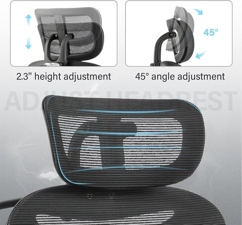 Ergonomic Mesh Office Chair with Footrest, High Back Computer Desk Chair with Adjustable Headrest and Armrests, Dynamic Lumbar Support, Executive Swivel Task Chairs for Adults, Black in Saudi Arabia