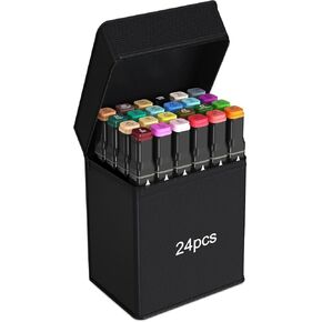 Alcohol marking, 24-color double brush head permanent artistic marking, coloring marking, for making calligraphy and painting cards, adults, children 8-12