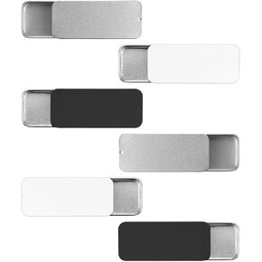 Mini Metal Empty Slide Top Tin Box Containers for Lip Balm Solid Perfume Crafts 6 Pcs Rectangular Hinged Tin Box Containers Cosmetics Metal Boxes for Crafts Candies Jewelry Survival Storage Kit