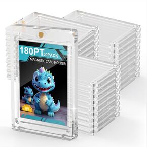 180PT 15 Pack Magnetic Card Holder for Trading Cards, One Card Touch Holder, U-V Protector Baseball Card Hard Plastic Cover for Football Basketball Sports Game