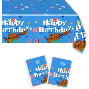 2pcs Cartoon Blue Party Tablecloth 42 * 71inch,Cute Cartoon Theme Birthday Decoration Supplies