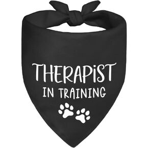 Therapist in Training Black Dog Bandana, Professional Therapy Puppy Scarf, Service Emotional Support Dogs Scarf, Photo Prop Pet Accessory Gifts for Dog Lovers Owner