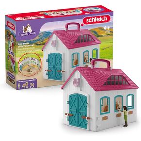 Schleich Horse Club - 60PC Little Horseshoe Open Stable Playset - with 2 Horse Figurines, Action Figure, Stable and Accessories - Toy Horses for Girls and Boys - Kids Ages 5+ | 42703