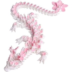 3D Printed Cherry Dragon Toys,3D Printed Animals,Articulated Movable Model Decorative Fantasy Dragon Decor pet,Cherry Blossom Decor(12inch)