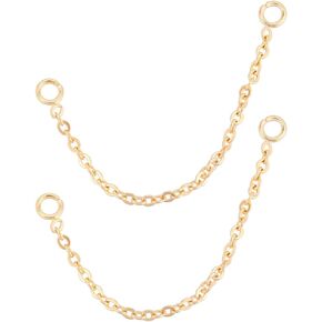Beebeecraft 1 Box 20Pcs Earrings Connector Chain 18K Gold Plated Brass 1.8 Inch Convertible Dangle Chain for Double Piercings DIY Jewelry Making Earrings