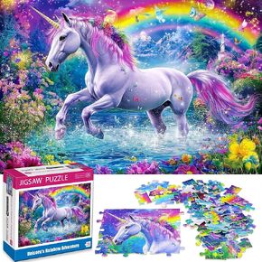 100 Piece Puzzles for Kids Ages 4-6 6-8 Unicorn Rainbow Jigsaw Puzzles Kids Puzzles Ages 5-8 100 Piece Puzzle for Adults Kids Learning Educational Toys Gifts for Girls Boys