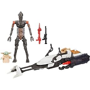 STAR WARS Epic World of Action IG-11 & Grogu Speeder Bike, 4-Inch Scale Action Figures & Vehicle, Toys for Boys & Girls Ages 4+