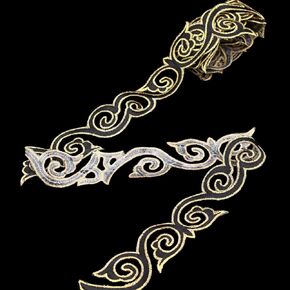Gold Lace Trim Gold Applique Metallic Lace Ribbon Adhesive Trim for Sewing Bridal Jewelry Crafts (Golden)