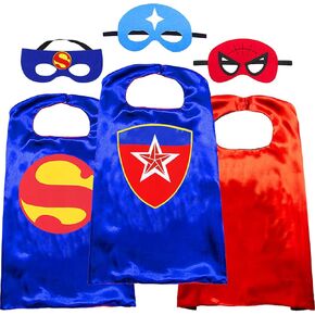 NuGeriAZ Superhero Cape for Kids-Halloween Cape and Mask Cosplay Costumes Set for Kids (Double Sided Cape) (2Pcs Red)