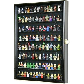 sfDisplay.com,LLC. Large 110+ Figure Men Miniatures/Minifigures/Display Case Cabinet Holder – Lockable (Black Wood Finish)