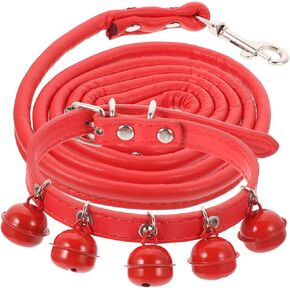 BESPORTBLE Pet Cat Dog Collar and Leash with Bell Red Strap for Daily Walking and Outdoor Activities Suitable for Dogs and Cats