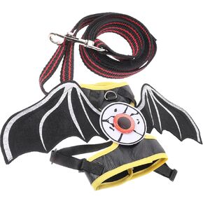 1ST Cat Bat Wing and Leash for Halloween Pet Accessory for Cats مريح تصميم صديق للبشرة للملابس الاحتفالية والمشي في الهواء الطلق