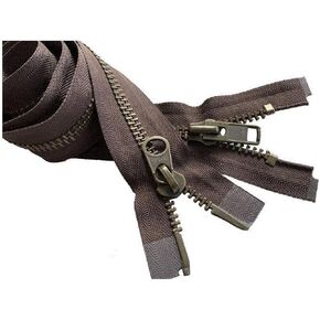 YKK #10 Extra Heavy Duty Antique Brass Brown Parka"2-Way" Dual Separating Jacket Zipper - Choose Your Length - Color: Brown #570 - Made in The United States (1 Zipper per Pack) (24" Inches)