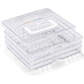 Shuttle Art 36 Markers Acrylic Marker Organizer, Portable 3-Layer Transparent Storage Box, Stackable Pen Holder for Art Supplies,Ideal for Home, Office & School Desk Organization