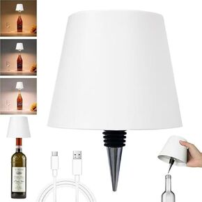 Wireless Bottle Light, New LED Wine Bottle lamp 2024 Rechargeable Bottle lamp, 3 Color Stepless Dimmable Light for Bedroom, Dining Room & Bar(Black)