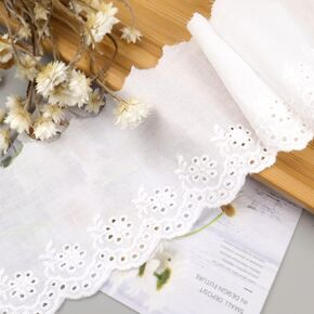 IDONGCAI Cotton White Lace Ribbon Embroidery Trim for Sewing Craft & Home Decor (2.75'' Width)