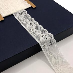 2 Inch Wide Stretch Lace Ribbon, Elastic Lace Trim Fabric, Perfect for Crafting,Sewing Making,Gift Wrapping and Bridal Wedding Decorations - 5 Yards - 8786 (White)
