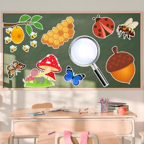 9 Pcs Vbs 2025 Nature Decorative Painting Decor Cardboard Stickers Insect Leaf Honey Plant Stickers Decor for Bulletin Board Wall DIY Decoration Party Supplies