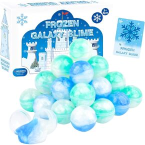 24 Pack Frozen Slime Party Favors, for Kids Ice Slime Ball Snowflake Putty Toy Christmas Easter Birthday Goodie Bag Stuffer Classroom Reward for Girls Boys Stretchy Non-Sticky Stress Relief