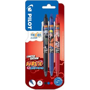 Pilot X Naruto - 3 Frixion Ball Clicker Pens ، Black ، Blue ، Red - Ambens - Edition Limited Naruto Shipudden - أقلام كرة السحب القابلة للسحب - نقطة متوسطة