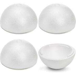 Zoofox 4 Pack Styrofoam نصف الكرة ، نصف جوفاء نصف الكرة لحرف DIY ، قبة الرغوة البيضاء للمستلزمات الفنية ، 7.6 بوصة