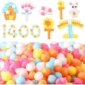Junkin 1400 Pcs Magic Noodles Foam Crafts Puffs Corn Craft Arts Kit Bulk Stem Building Blocks Model for DIY Stimulates Creativity Supplies