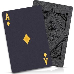Playing Cards, Waterproof Cards, Plastic Playing Cards, Deck of Card 2 Pack, Cool Black Poker Card Professional Set for Table Magic Pool Camping Party Game, Standard Index Card Decks (2 Pack)