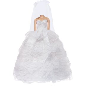 Doll Wedding Dress Handmade Gown White Bride Veil Evening Party Princess Outfit Clothes for 11.5 inch Girl Doll (NO Doll)
