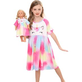 Bow Dream Girl Dress Cute and Matching American Girl Doll Clothes Accessories for Girls Dresses Set