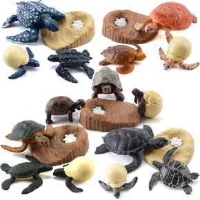Fantarea 20 PCS Sea Turtle Ocean Sea Marine Animal Model Figures Life Cycle Figurines Elephant Tortoise Party Favors Supplies Cake Toppers Decoration Toys for Boys Girls Kid Toddlers