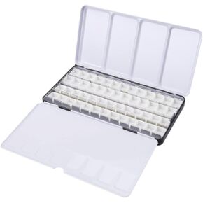 Watercolor Palette Palette Box Compact Metal Tin Watercolor Tray for DIY Water Colour Oils Paints Color Mixing Oil Painting, 52 Half Pans