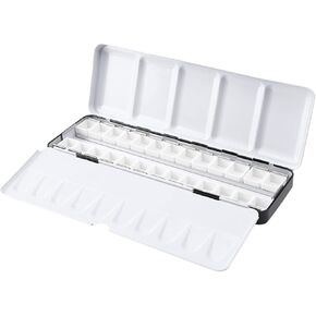 Watercolor Palette Palette Box Compact Metal Tin Watercolor Tray for DIY Water Colour Oils Paints Color Mixing Oil Painting, 26 Half Pans