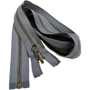 #5 Antique Brass Metal YKK Medium Weight Inside/Outside Reversible Slide Jacket Zipper Separating (1 Zipper) Color Rail Grey #578W Choose Your Length (Rail Grey #578W, 29" Inches)