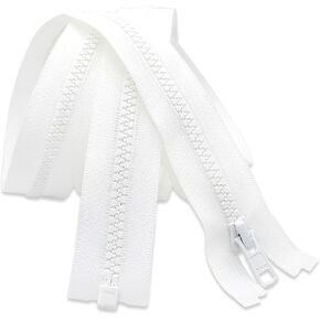 90"–160" Zipper ~ Long Arm Quilting Machine Zipper ~ YKK #5 Molded Plastic ~ Separating Color Black or White (1 Zipper/Pack) (130 inch, White)