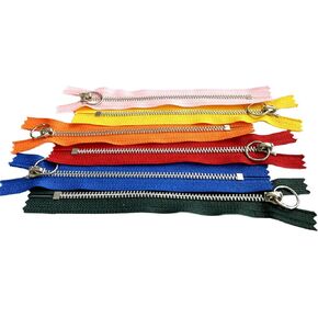 YKK #5 Aluminum with Notch Ring Pull (Mix of Hot Seasonal 6 Colors) 6 Pcs Metal Zipper Closed-End for Small Handbag or Pouch 4" - 9" (9 Inches)
