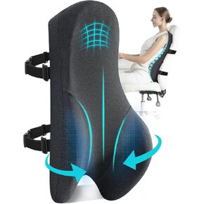 Teemour High Back Support Pillow for Office Chair, Fully Support Entire Back Cushion Pain Relief Promotes Posture- Memory Foam Lumbar Support Pillow for Offfice Chair, Desk, Gaming, Recliner Chair