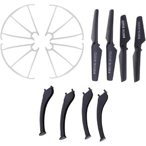 Spare Parts Propellers, Propeller Guards and Landing Skid for Cheerwing Syma X5SW X5SW-V3 Drone (Black)