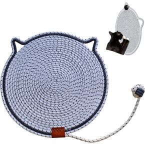 Cat Scratcher Mat, Natural Cotton Rope Cat Scratching Pad, 16.9'' Round Cat Wall & Floor Scratch Pad, Durable Double - Sided Cat Scratcher, Furniture Protector for Wall, Sofa, Couch, Carpet, Dark Grey