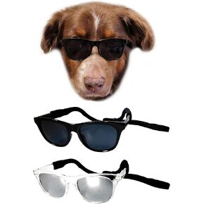 G006 Dog Medium Breeds 20-40 lbs Pet Cat 80s Costume Prop Sunglasses (Black)