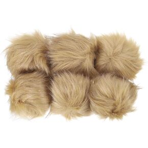 PATIKIL Faux Fur Pom Poms for Hats, 6 Pcs Fluffy Soft Fur Poms Balls with Elastic Loop for Keychain Knitting Hats DIY Scarves Gloves Bag Christmas, Pink