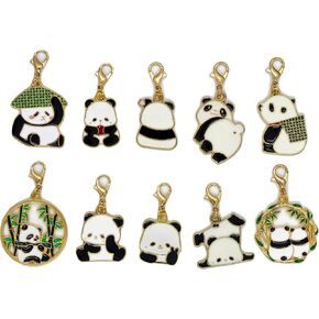 CheerCorner Two Types of Stitch Markers for Crocheting,10 Panda Alloy Enamel Lobster Claw Stitch Markers 20 Heart-Shaped Plastic Knitting Markers,for Knitting & Crochet Supplies (Animal)