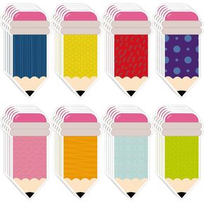 80 Pcs Pencils Cutouts Colorful Name Tags for Classroom Bulletin Board Locker Decor Classroom Colored Pencils Accents for School Home Teacher Student Back to School Party Door Decorations