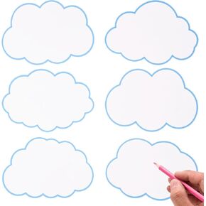 FOBSME 60 Pcs Large Clouds Cutouts 7.48x5.12 Inch Paper Cloud Die-Cuts Accents White Clouds Cutouts Accents for Bulletin Board, Classroom, Cork Board, White Board, Nursery, Baby Shower Party Decor