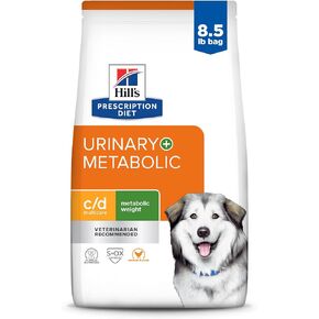 Hill's Prescription Diet c/d Multicare Urinary + Metabolic Weight Chicken Flavor Dry Dog Food, Veterinary Diet, 8.5 lb. Bag(Pack of 1)