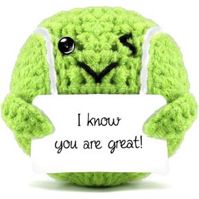Positive Crochet Animals Baseball Emotional Support Plush Crochet Funny Gift for Women Friends Birthday Emotional Support Doll Knitting Toy Motivational Crochet Accessories Desk Room Decor