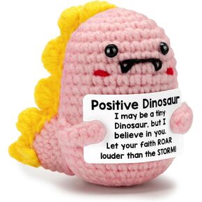 Inspiring Crochet Animals Mini Handmade Positive Dinosaur, Emotional Support Crochet Birthday Gift for Women, Daughter Mom Grandma Gifts Ideas