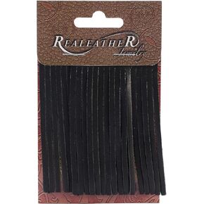 Realeather Crafts SF0203-1000 Deerskin Fringe, 2 by 3-Inch, Black, 2/Pack